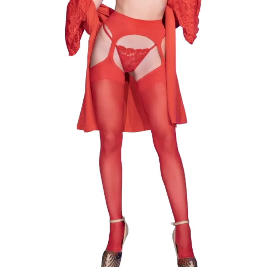 Chilirose - cr 4312 bas jarretière rouge S/M