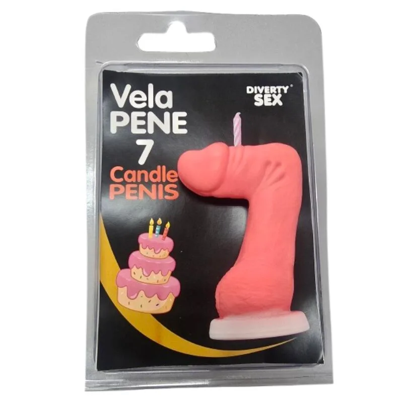 Bougie pénis en forme de chiffre 7 rose