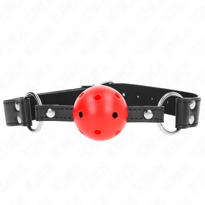 Kink - breathable ball 4 cm gag with double rivet leather 62.5 x 2.5 cm adjustable 42-58 cm
