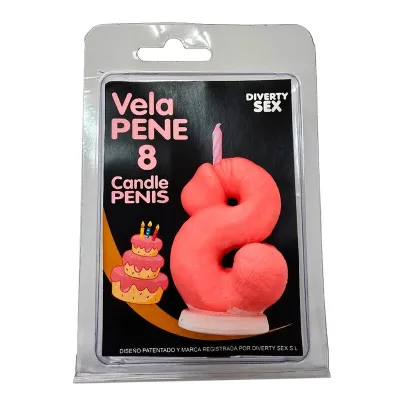 Candela a forma di pene a forma di numero 8 colore rosa