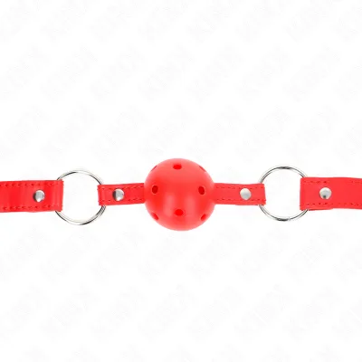 Kink - breathable ball 4 cm gag with double rivet model 1 red 62.5 x 2.5 cm adjustable 42-58 cm