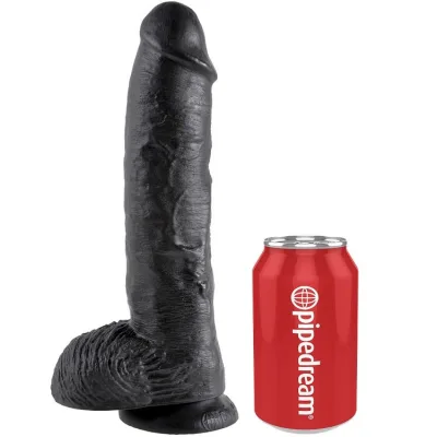 Dildo schwarz mit eier 25.4 cm