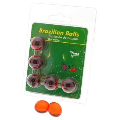 5 brazilian balls strawberry & cherry intimate gel