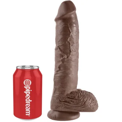 10 dildo braun mit eier 25.4 cm