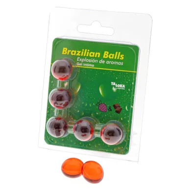 5 brazilian balls strawberry & chocolate intimate gel
