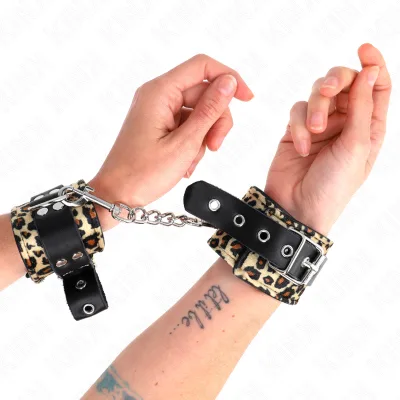 Kink - leopard real leather wrist restraint adjustable 18-29 cm x 5.5 cm