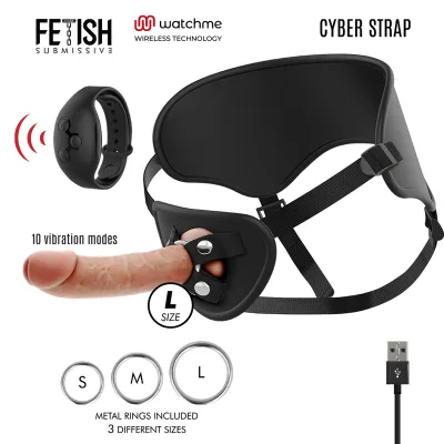 Arnés con dildo control remoto tecnología watchme L
