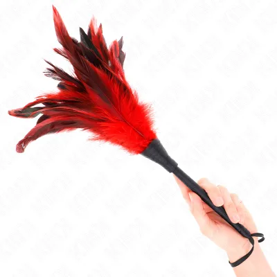 Kink - plumes de poulet tickle en forme de corne rouge 36 cm