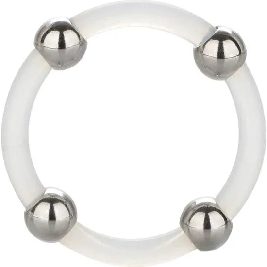 Bague en silicone perlée acier L