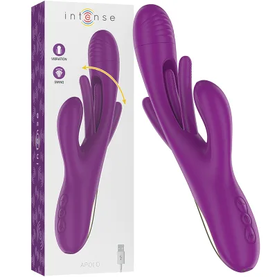 Intense - apolo wiederaufladbarer multifunktionsvibrator 7 vibrationen mit lila schwingender zunge