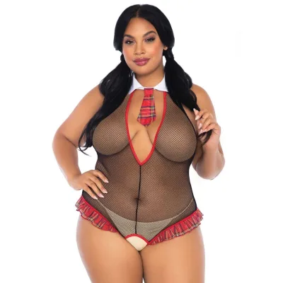 Leg avenue - écolière crothless fitness teddy grande taille