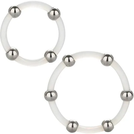 2 stuks siliconen ringset met stalen kralen