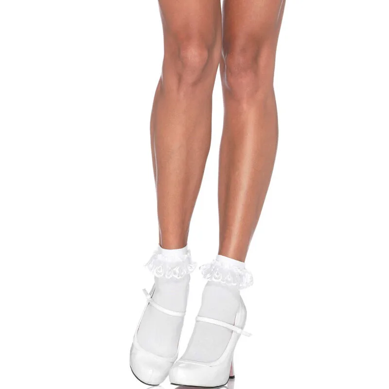 Leg avenue - chaussettes volants en dentelle blanche