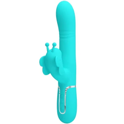 Pretty love - multifunktions-kaninchenvibrator 4 in 1 schmetterling aquagrün
