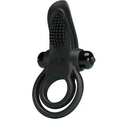 Pretty love - doppelter vibrationsring + klitorisstimulator 10 vibrationen schwarz