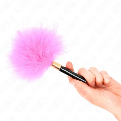 Kink - plumes tickle en métal doré fuchsia 18 cm
