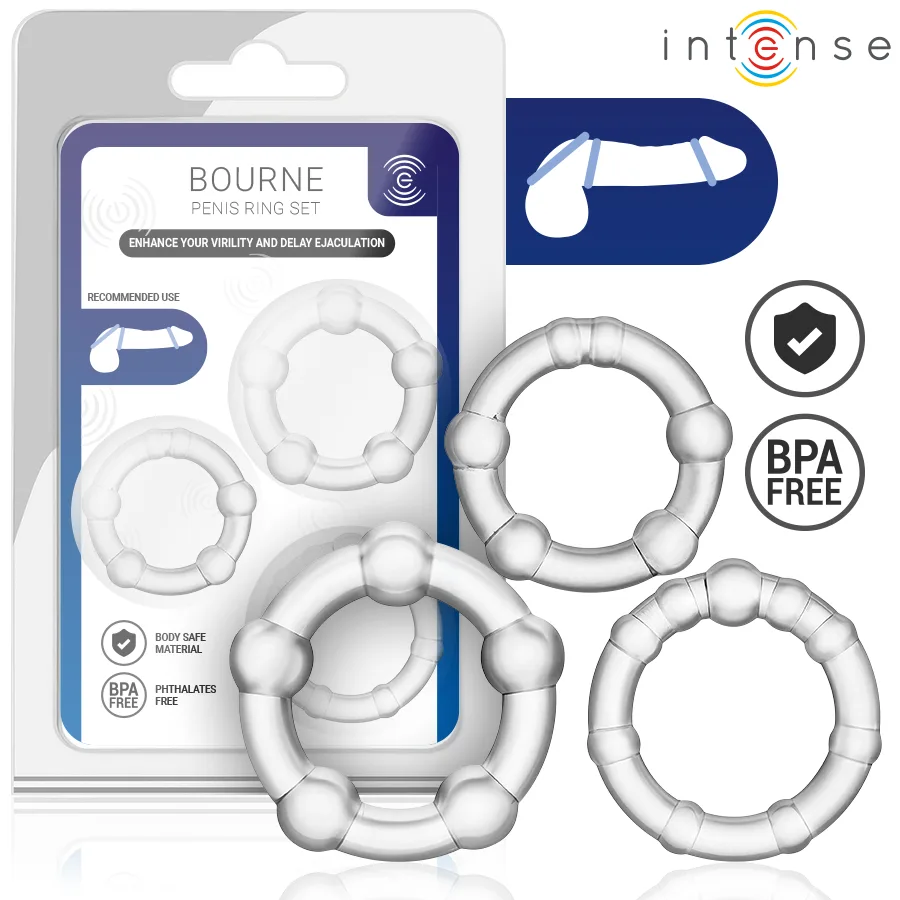 Intense - bourne ensemble de 3 anneaux pénis