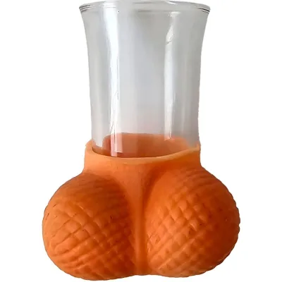 Glass shot glass with eggs flesh