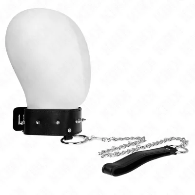 Kink - necklace 65 cm with leash with silver studs model 2 adjustable 36-43 cm x 5 cm
