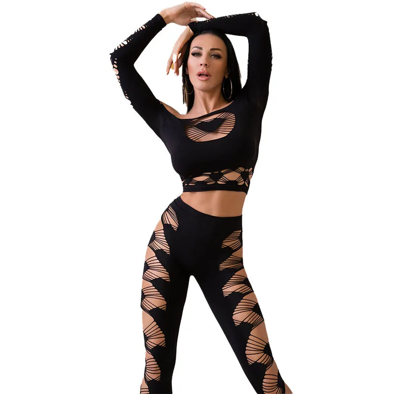 Chilirose - cr 4436 top & leggins noir S/L