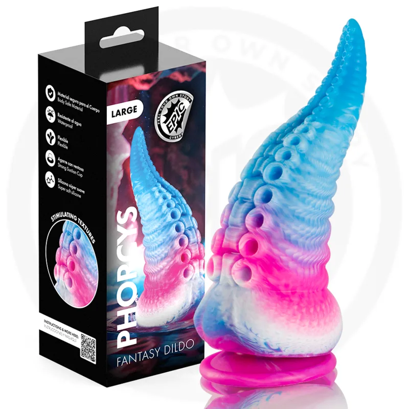 Gode tentacle bleu phorcys grande taille