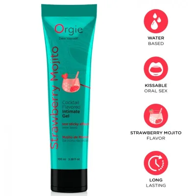 Tube de lubrification cocktail fraise mojito gel intime à base de eau 100 ml
