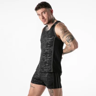 Volledig militaire tanktop met toegang, zwart, maat M