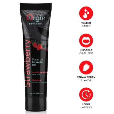 Tube de lubrifiant fraise gel intime à base de eau 100 ml