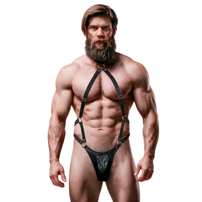 Mens eco-leather jock strap harness