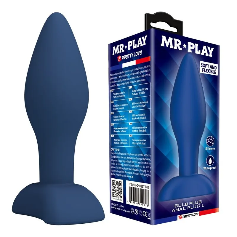 Plug anal conique en silicone bleu L