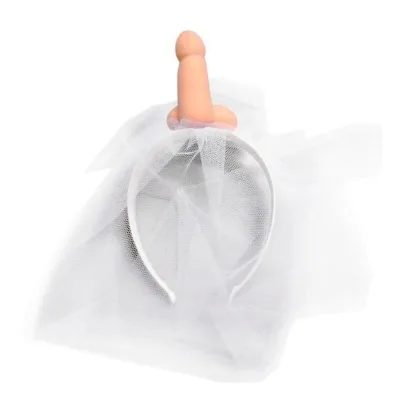 White bridal veil with penis