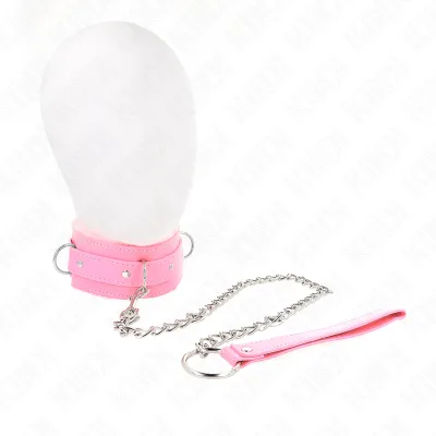 Kink - collar with leash 65 cm with restrictions pink 36-42 cm x 5.5 cm