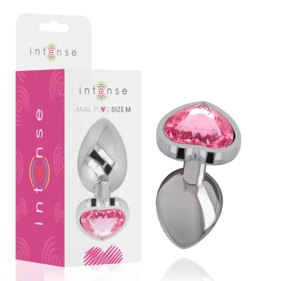 Intense - plug anal metal aluminio corazón rosa talla M