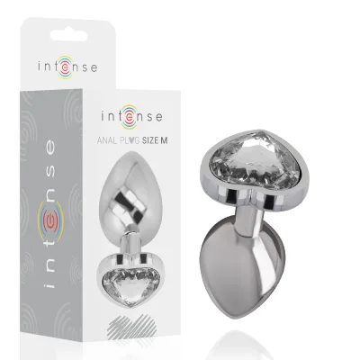 Intense - plug anal metal aluminio corazón blanco talla M