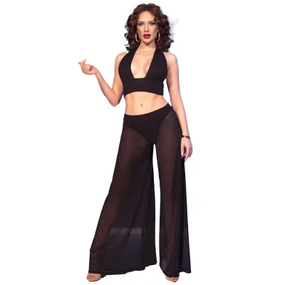 Chilirose - cr 4857 black top and pants set size XL