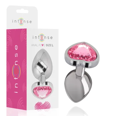 Intense - plug anal metal aluminio corazón rosa talla L