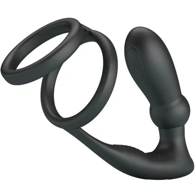 Pretty love - emoni penisring + anal plug 12 vibrationen schwarz