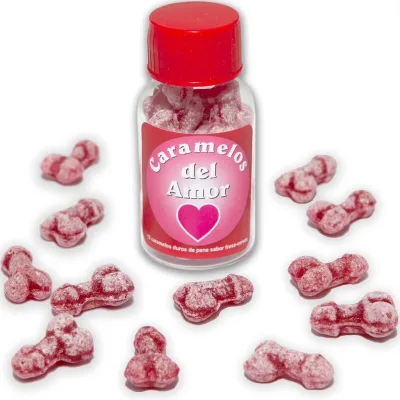 12 penis-shaped love candies STRAWBERRY/CHERRY