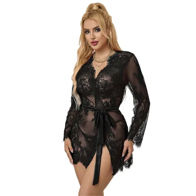 Subblime - 953751 camicia da notte in pizzo + perizoma nero S/M