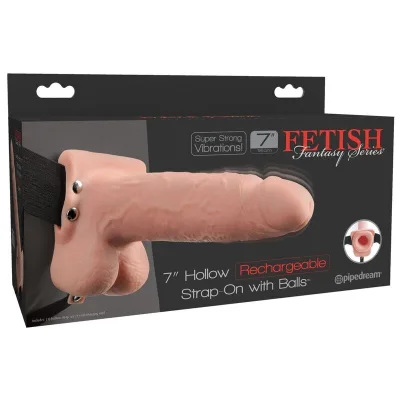 Realistischer, vibrierender hohl-strap-on mit hoden, 17,8 cm