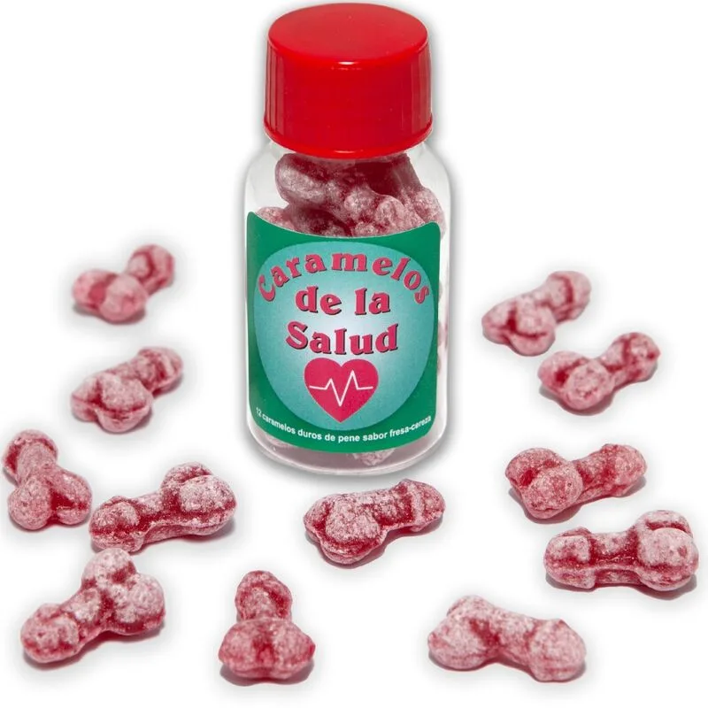12 bonbons santé forme pénis FRAISE/CERISE