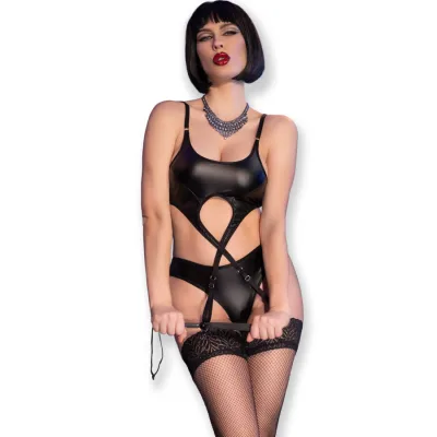 Chilirose - cr 4625 set cuatro piezas crotchless negro S