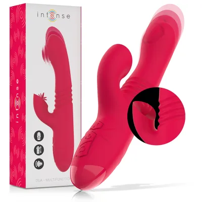 Intense - dua multifunktions-wiederaufladbarer auf- und ab-vibrator mit roter zunge