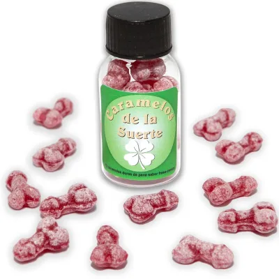 12 penis-shaped lucky candies STRAWBERRY/CHERRY