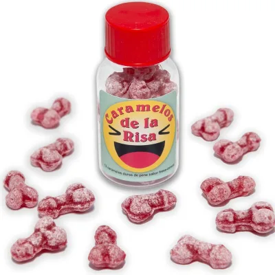 12 penis-shaped laughter candies STRAWBERRY/CHERRY