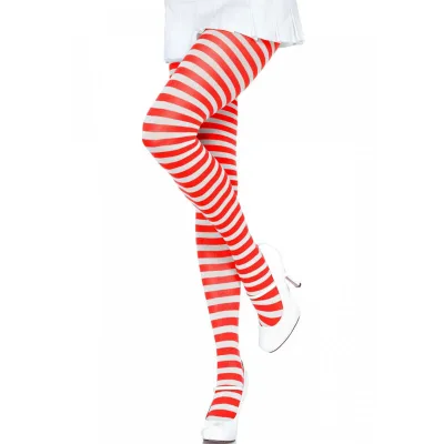Leg avenue - WHITE/RED striped tights