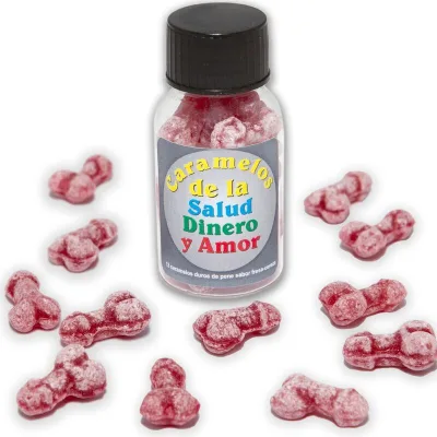 12 health-money-love candies penis shape STRAWBERRY/CHERRY