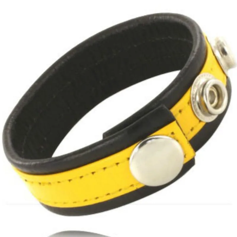 Sangle en cuir réglable pénis jaune-noir