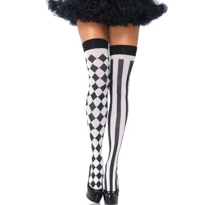 Leg avenue - BLACK/WHITE arlequin high socks