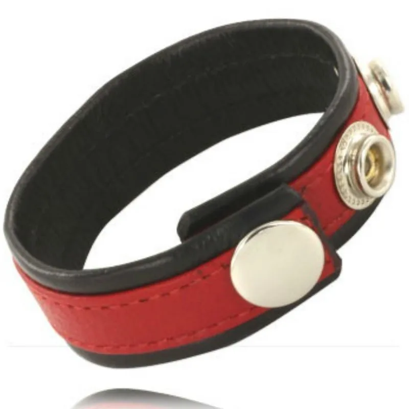 Sangle en cuir réglable pour pénis rouge-noir
